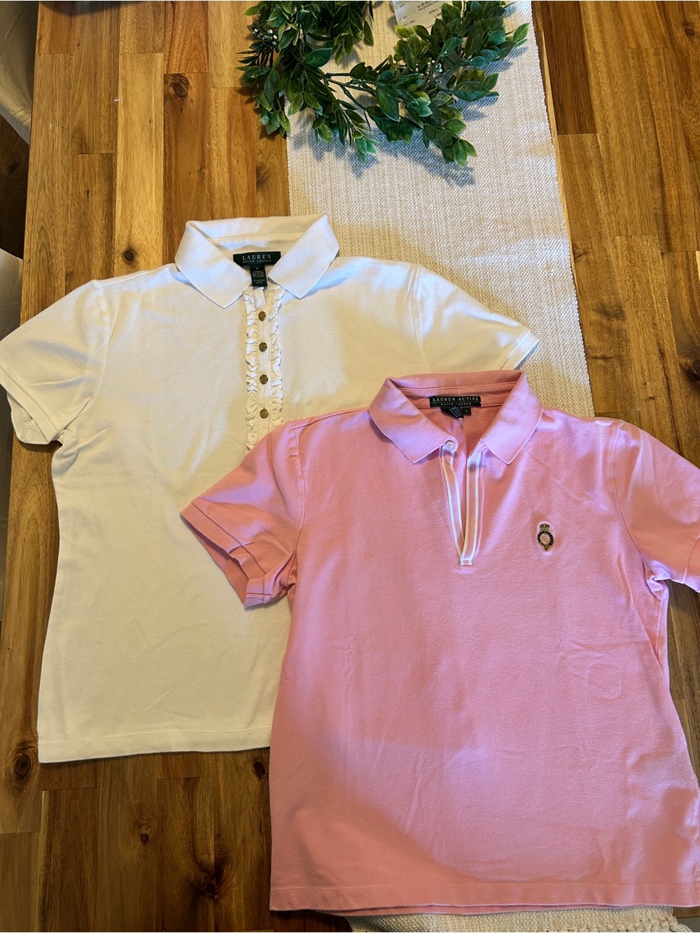 Ralph Lauren Preppy Pink and White Polo Shirt Set of 2